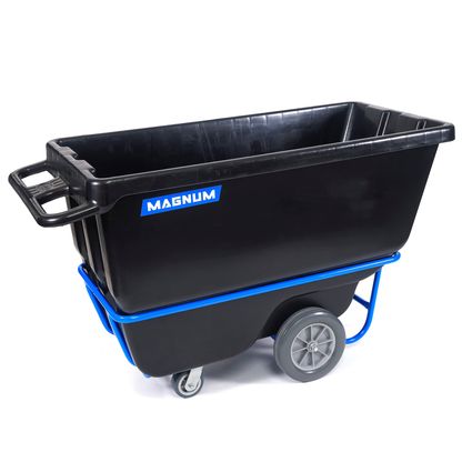 MAGNUM Tilt Truck, 1/2 Cu. Yd. Capacity Dump Cart with Non-Marking 12” Wheels & 5” Casters & Forklift-able Frame for Jobsites, 850 lbs, Trash Cart with Wheels DUC12T-F-NM