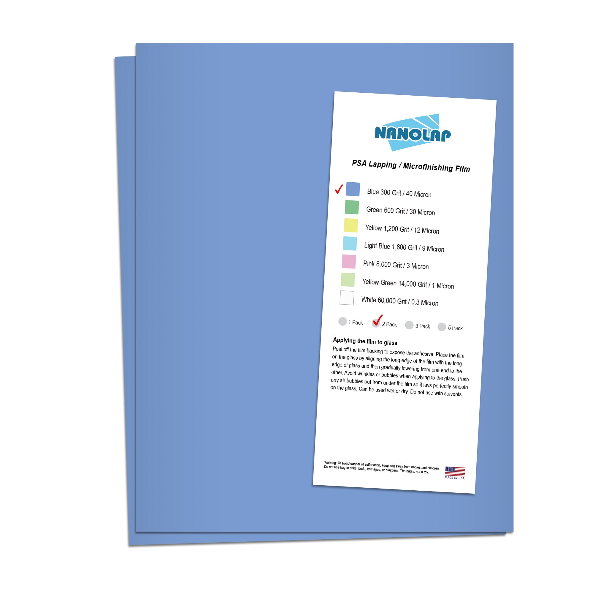 NANOLAP PSA Lapping Film 40 Micron (300Grit) Adhesive Polishing Paper (2-Piece)