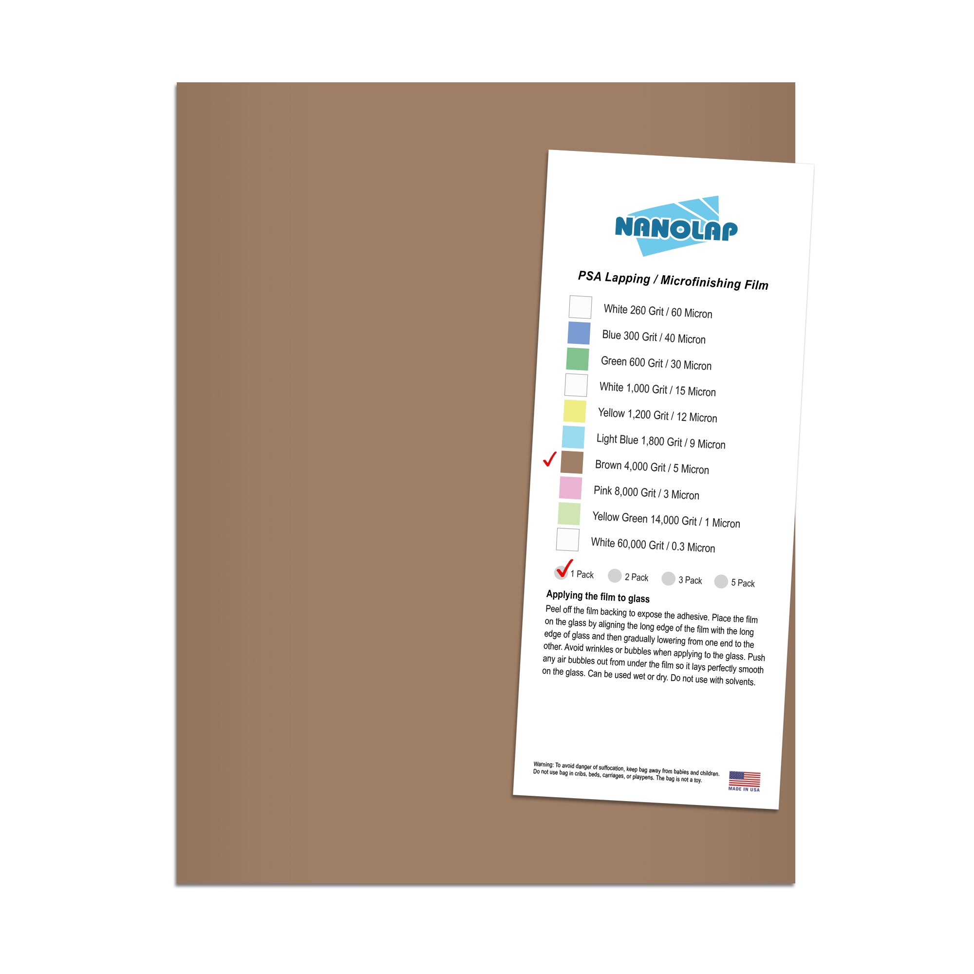 NANOLAP PSA Lapping Film 5 Micron (4,000 Grit) Adhesive Polishing Paper (1-Piece)