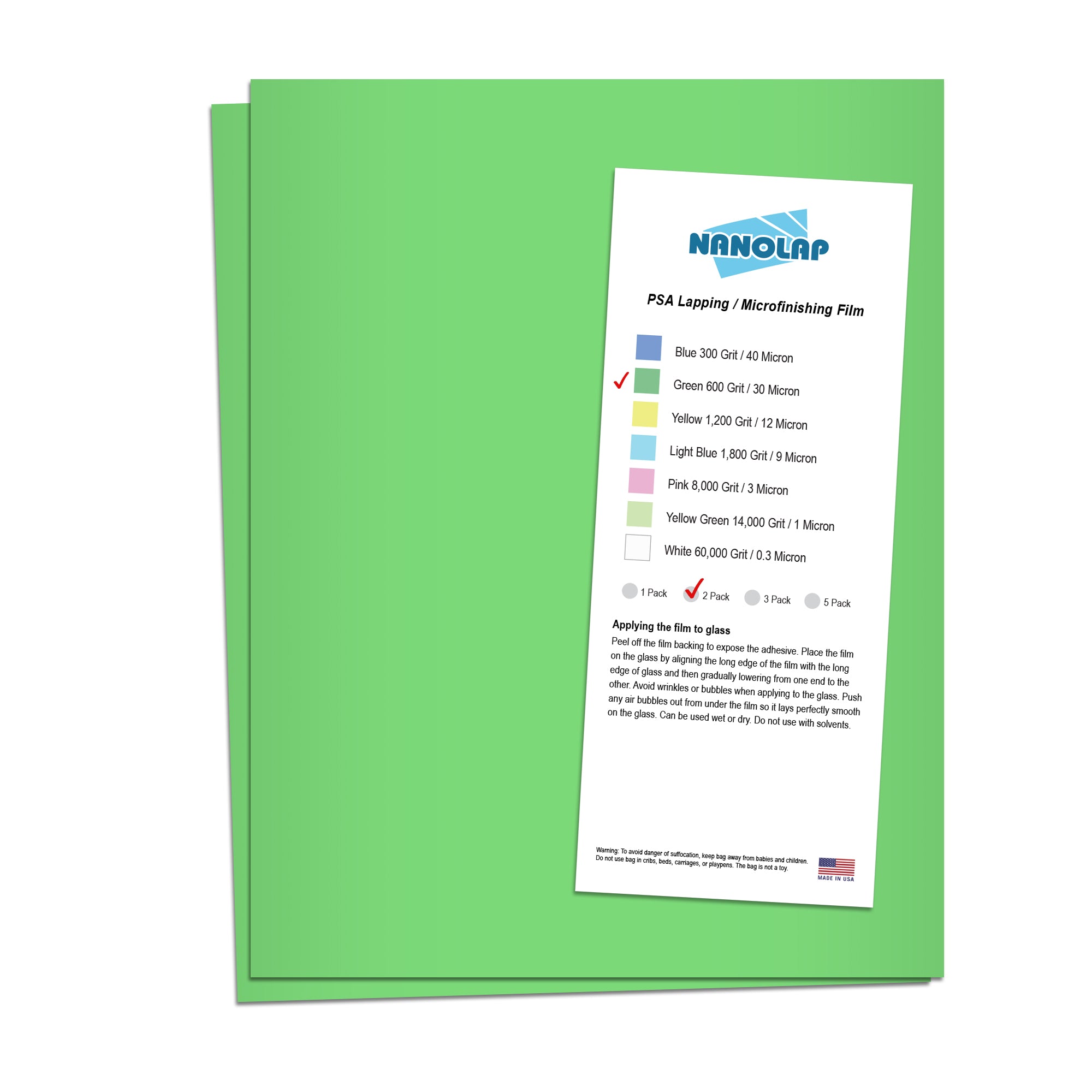 NANOLAP PSA Lapping Film 30 Micron (600Grit) Adhesive Polishing Paper (2-Piece)