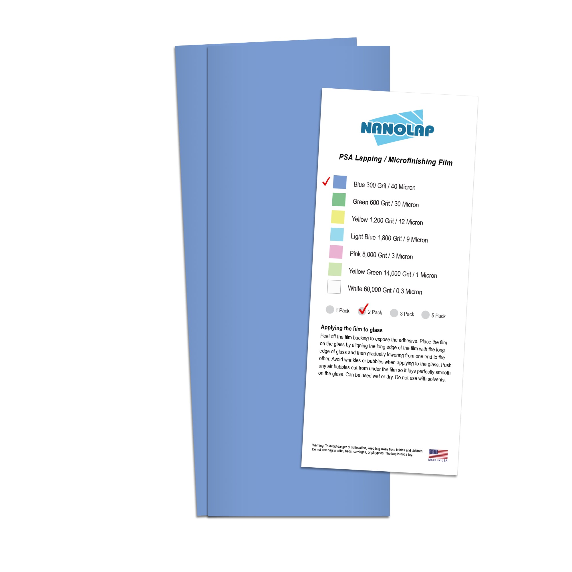 NANOLAP PSA Lapping Film 40 Micron (300 Grit) Adhesive Polishing Paper (2-Piece)