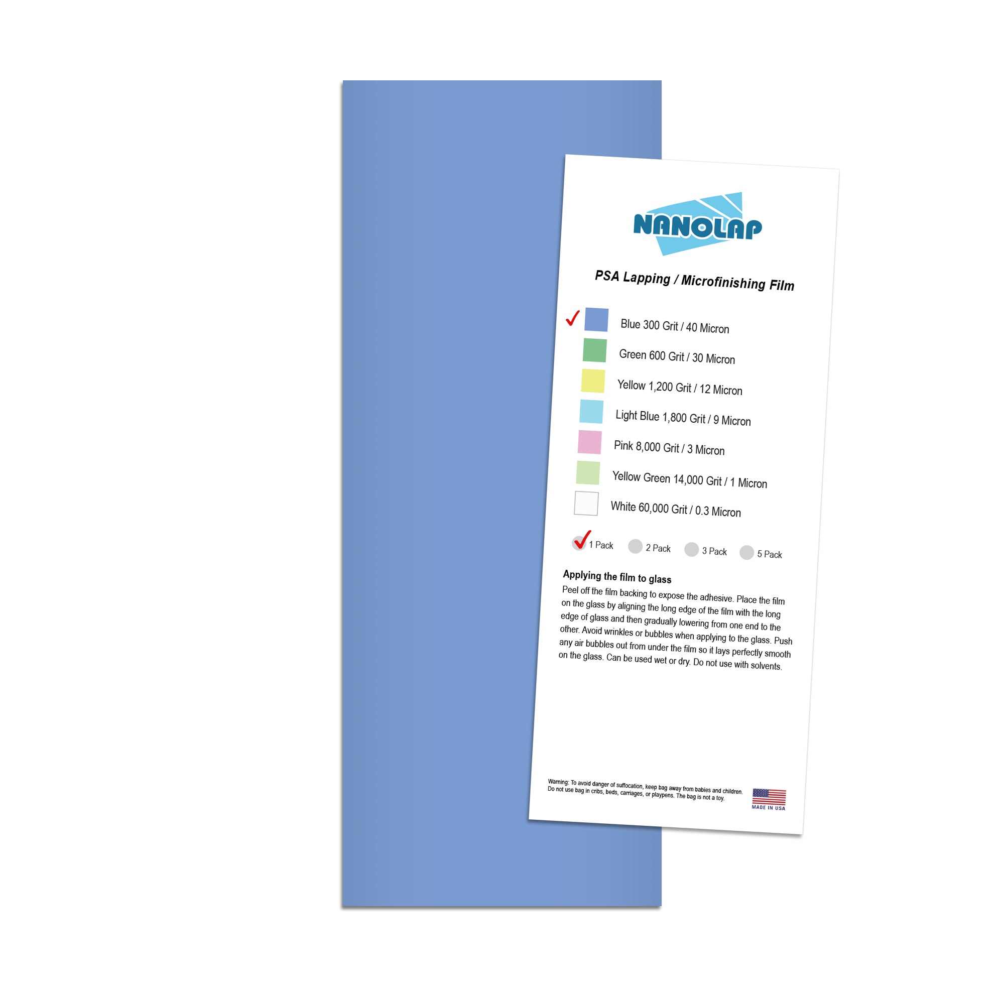 NANOLAP PSA Lapping Film 40 Micron (300 Grit) Adhesive Polishing Paper (1-Piece)