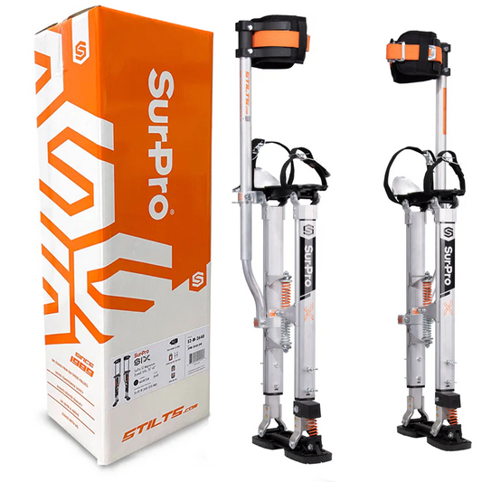SurPro Single-Sided Drywall Stilts, Aluminum Base, 26” - 40” Height, QuadLock Contractor-Grade Stilts with Patented FLEXION Foot System (S1X-A-2640) for Drywallers, Painters, Stilts Drywall