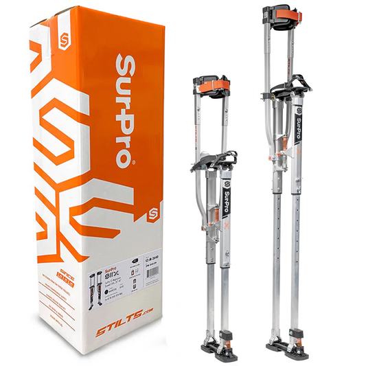 SurPro Double-Sided Drywall Stilts, Aluminum Base, 38” - 52” Height, QuadLock Contractor-Grade Stilts with Patented FLEXION Foot System (S2X-A-3852) for Drywallers, Painters, Stilts Drywall