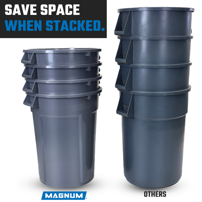 MAGNUM 55 Gallon Trash Can, Construction Grade, Heavy Duty Plastic, Jobsite Ready for Handling and Holding Garbage CMTC-C000-55G02 (2 Pack)