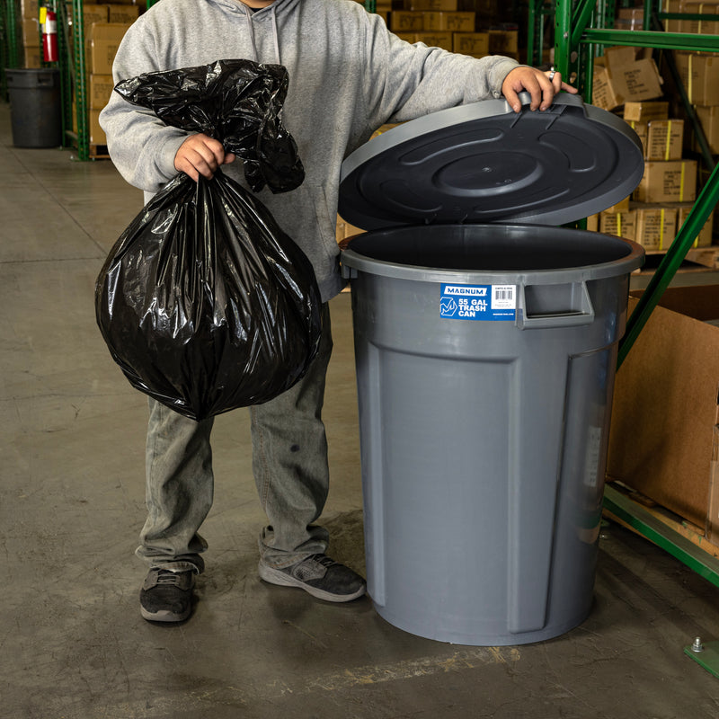 MAGNUM 55 Gallon Trash Can, Construction Grade, Heavy Duty Plastic, Jobsite Ready for Handling and Holding Garbage CMTC-C000-55G02 (2 Pack)