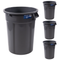 MAGNUM 55 Gallon Trash Can, Construction Grade, Heavy Duty Plastic, Jobsite Ready for Handling and Holding Garbage CMTC-C000-55G04 (4 Pack)