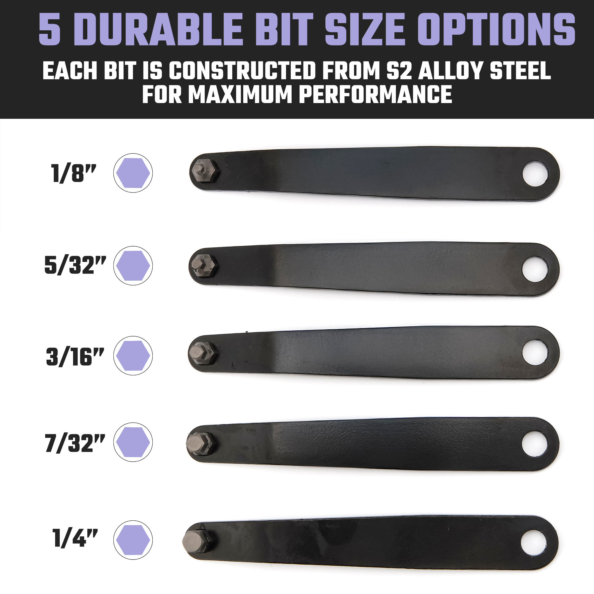 Ultra Low-Profile Offset Hex Screwdriver Set – SAE, S2 Steel (5-Piece)