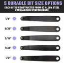 NEIKO 01320A Ultra Low Profile Offset Screwdriver Hex Set, 5 Pc, Heavy Duty S2 Steel Construction, SAE, 10mm Bit Depth, Angled Hex Bit, Bent Screwdriver for Tight Spaces, Allen Wrench Keychain