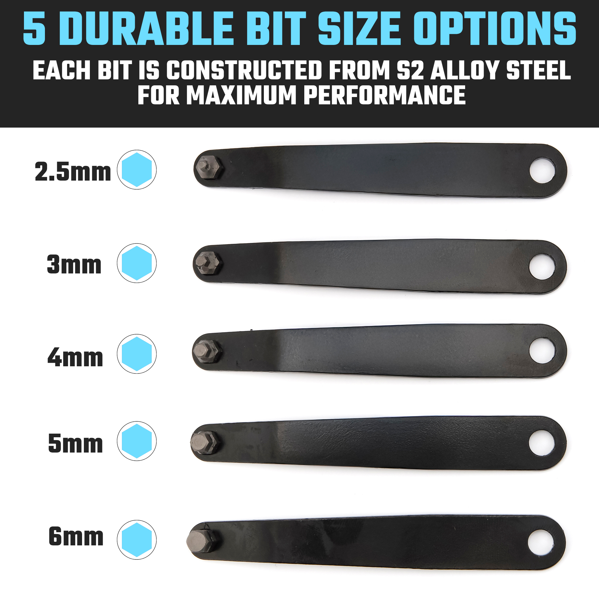 Ultra Low-Profile Offset Hex Screwdriver Set – Metric, S2 Steel (5-Piece)