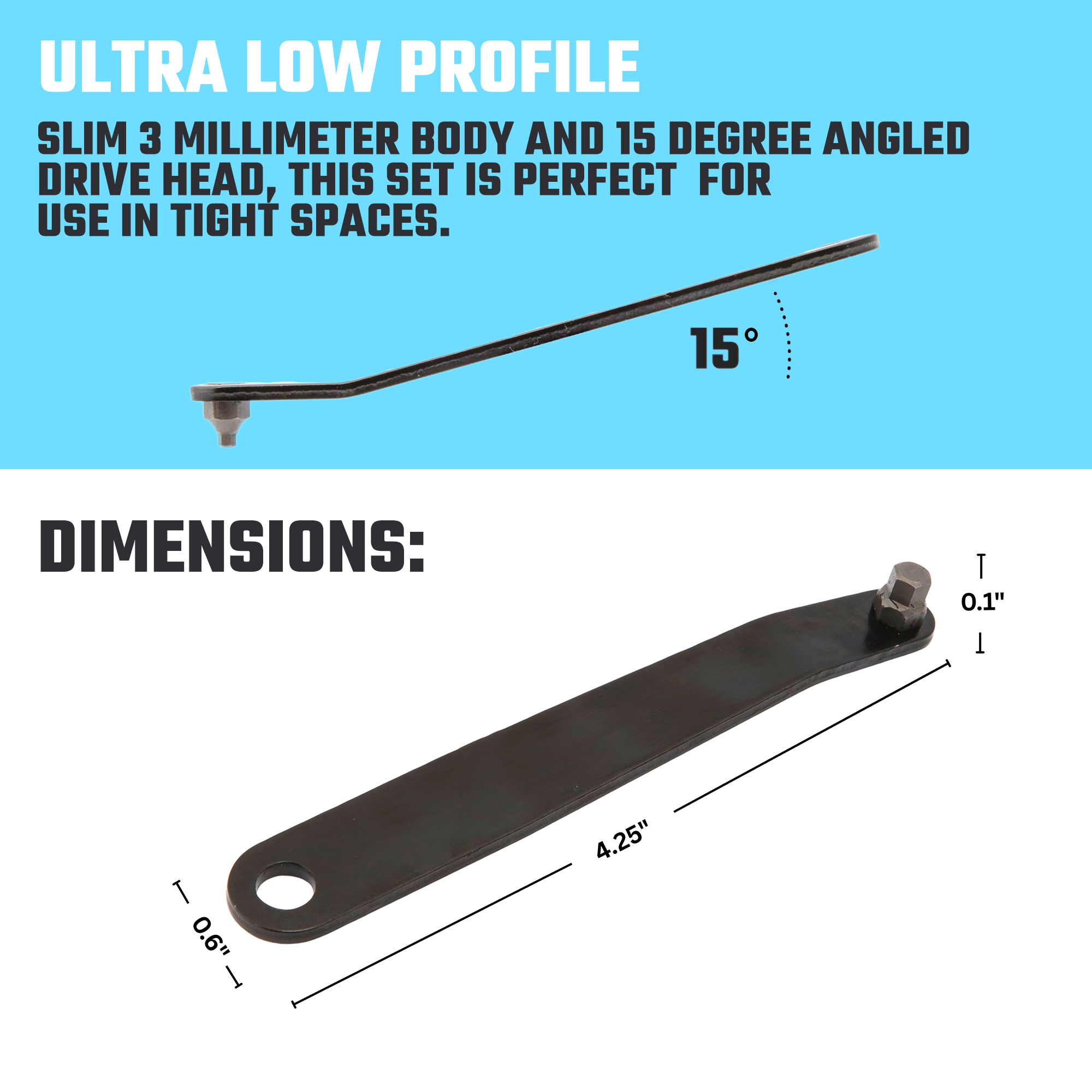 Ultra Low-Profile Offset Hex Screwdriver Set – Metric, S2 Steel (5-Piece)