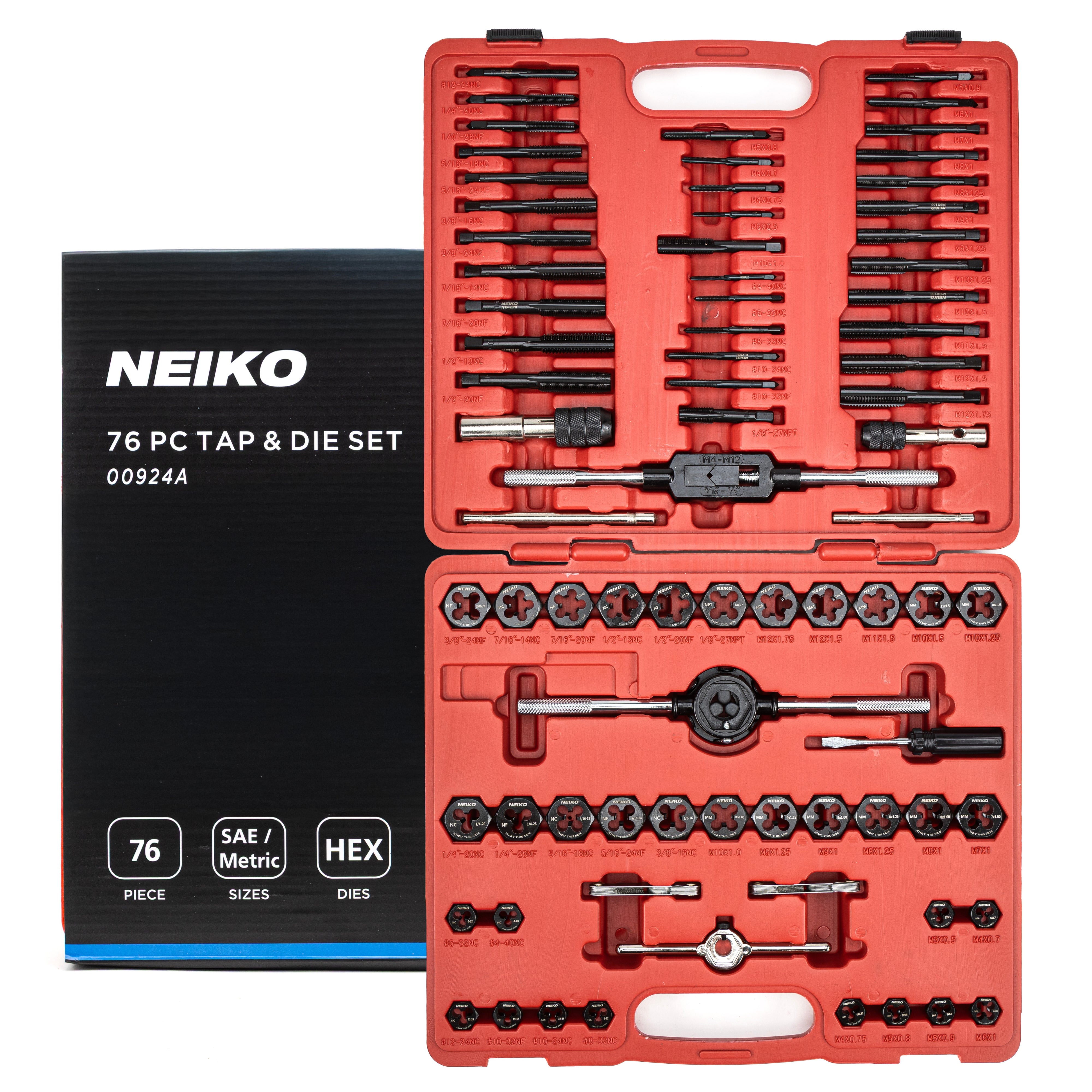Tap & Die Threading Set – Metric & SAE, UNC/UNF/NPT (76-Piece)