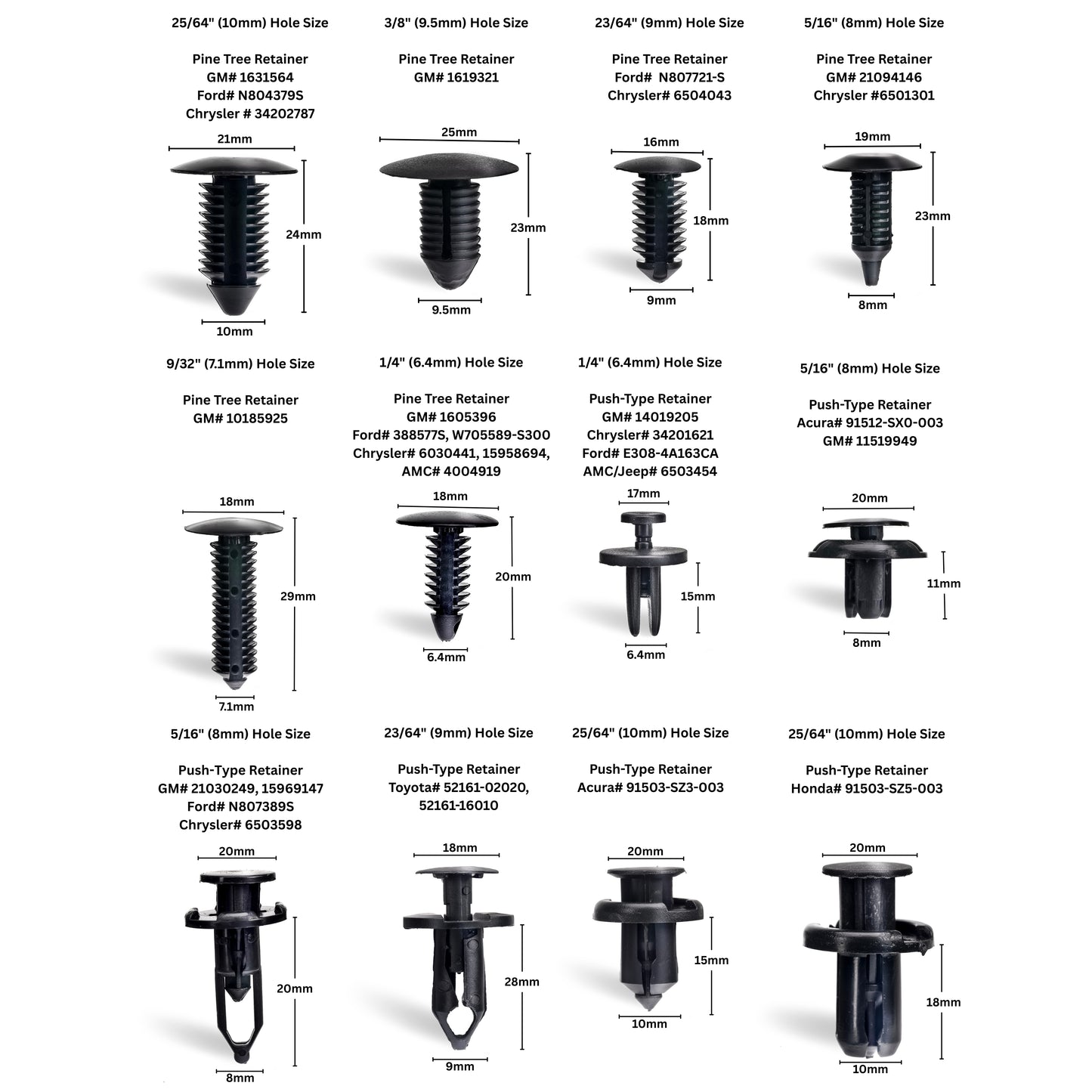 Automotive Retainer Clip Assortment – Bumper, Fender & Trim Fasteners (245-Piece)