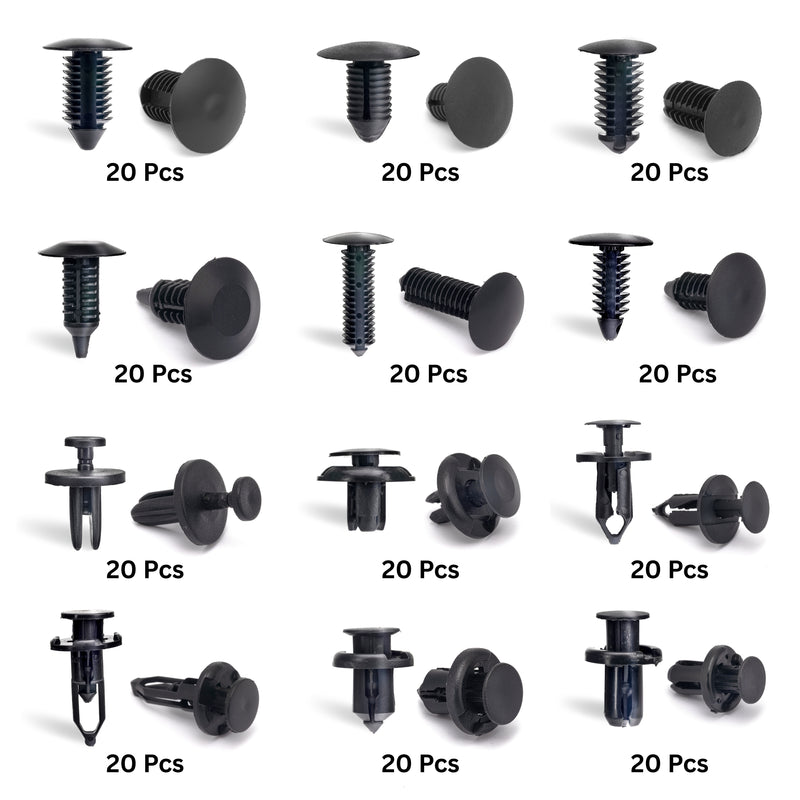 NEIKO 50550A Retainer Clips Assortment, 245pc Automotive Fasteners, Car Bumper Clip for Fender Liner, Door Panel Plastic Clips, Plastic Rivets, Trim Removal Pry Bar Tool, GM, Toyota, Ford, Honda