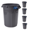 MAGNUM 32 Gallon Trash Can, Construction Grade, Heavy Duty Plastic, Jobsite Ready for Handling and Holding Garbage CMTC-C000-32G05 (5 Pack)