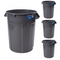 MAGNUM 32 Gallon Trash Can, Construction Grade, Heavy Duty Plastic, Jobsite Ready for Handling and Holding Garbage CMTC-C000-32G04 (4 Pack)