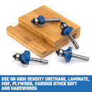 HILTEX 10109H Top Bearing Roundover Router Bit Set, 4 Pieces, 1/4 Inch Shank, CNC Woodworking Tool, 1/8" 3/16" 1/4" 5/16" Cutting Radius for Round Edging, Cabinet Edges