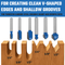 HILTEX 10106H 90 Degree V-Groove and Round Nose Router Bit Set, 6 Pieces, 1/4 Inch Shank, Double Flute V-Grooving Roundnose 3D CNC Woodworking Tool, 1/4" 3/8" (13/32”) 1/2" Cutting Diameters