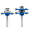 HILTEX 10110H Tongue and Groove Router Bit Set, 2 Pieces, 1/4 Inch Shank, Adjustable 3 Teeth T-Shape Wood Milling Cutter Woodworking Tool, 1/2-Inch Cutting Depth 1/4-Inch Tongue Height