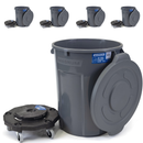 MAGNUM Gray 32 Gallon Trash Can Set (Trash Can, Quiet Dolly, and Reinforced Lid), Construction Grade, Jobsite Ready, Non-Marking Wheels & Casters for Rolling Garbage CMTC-CLD0-32G05 (5 Set)