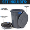 MAGNUM Gray 32 Gallon Trash Can Set (Trash Can, Quiet Dolly, and Reinforced Lid), Construction Grade, Jobsite Ready, Non-Marking Wheels & Casters for Rolling Garbage CMTC-CLD0-32G03 (3 Set)