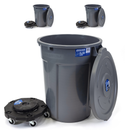 MAGNUM Gray 55 Gallon Trash Can Set (Trash Can, Quiet Dolly, and Reinforced Lid), Construction Grade, Jobsite Ready, Non-Marking Wheels & Casters for Rolling Garbage CMTC-CLD0-55G03 (3 Set)