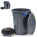 MAGNUM Gray 55 Gallon Trash Can Set (Trash Can, Quiet Dolly, and Reinforced Lid), Construction Grade, Jobsite Ready, Non-Marking Wheels & Casters for Rolling Garbage CMTC-CLD0-55G02 (2 Set)