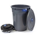 MAGNUM Gray 55 Gallon Trash Can Set (Trash Can, Quiet Dolly, and Reinforced Lid), Construction Grade, Jobsite Ready, Non-Marking Wheels & Casters for Rolling Garbage CMTC-CLD0-55G01 (1 Set)