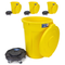 MAGNUM Yellow 55 Gallon Trash Can Set (Trash Can, Quiet Dolly, and Reinforced Lid), Construction Grade, Jobsite Ready, Non-Marking Wheels & Casters for Rolling Garbage CMTC-CLD0-55Y04 (4 Set)