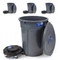 MAGNUM Gray 55 Gallon Trash Can Set (Trash Can, Quiet Dolly, and Reinforced Lid), Construction Grade, Jobsite Ready, Non-Marking Wheels & Casters for Rolling Garbage CMTC-CLD0-55G04 (4 Set)