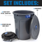 MAGNUM Gray 55 Gallon Trash Can Set (Trash Can, Quiet Dolly, and Reinforced Lid), Construction Grade, Jobsite Ready, Non-Marking Wheels & Casters for Rolling Garbage CMTC-CLD0-55G04 (4 Set)