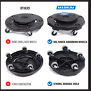 MAGNUM Gray 55 Gallon Trash Can Set (Trash Can, Quiet Dolly, and Reinforced Lid), Construction Grade, Jobsite Ready, Non-Marking Wheels & Casters for Rolling Garbage CMTC-CLD0-55G04 (4 Set)