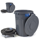MAGNUM Gray 32 Gallon Trash Can Set (Trash Can, Quiet Dolly, and Reinforced Lid), Construction Grade, Jobsite Ready, Non-Marking Wheels & Casters for Rolling Garbage CMTC-CLD0-32G02 (2 Set)
