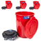 MAGNUM Red 32 Gallon Trash Can Set (Trash Can, Quiet Dolly, and Reinforced Lid), Construction Grade, Jobsite Ready, Non-Marking Wheels & Casters for Rolling Garbage CMTC-CLD0-32R04 (4 Set)