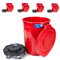MAGNUM Red 32 Gallon Trash Can Set (Trash Can, Quiet Dolly, and Reinforced Lid), Construction Grade, Jobsite Ready, Non-Marking Wheels & Casters for Rolling Garbage CMTC-CLD0-32R05 (5 Set)