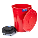 MAGNUM Red 55 Gallon Trash Can Set (Trash Can, Quiet Dolly, and Reinforced Lid), Construction Grade, Jobsite Ready, Non-Marking Wheels & Casters for Rolling Garbage CMTC-CLD0-55R01 (1 Set)