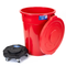 MAGNUM Red 55 Gallon Trash Can Set (Trash Can, Quiet Dolly, and Reinforced Lid), Construction Grade, Jobsite Ready, Non-Marking Wheels & Casters for Rolling Garbage CMTC-CLD0-55R01 (1 Set)