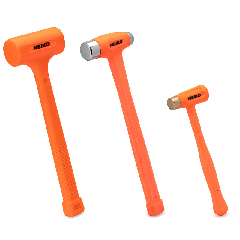 NEIKO 02889A Dead Blow Hammer Set, 3-Piece Variety Pack, 1-1/2 LB Deadblow, 12oz Brass Cap, 16oz Ball-Peen, Brass, Dead Blow Mallet, Soft Blow