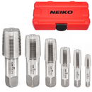 NEIKO 00931A NPT Pipe Tap Set, 6 Pc, Copper, Brass and PVC Pipe Threader, 1/8"-27, 1/4"-18, 3/8"-18, 1/2"-14, 3/4"-14 & 1”-11-1/2 Pipe Threading Tool Taper Taps, Plumbing Rethreading, Thread Tapping