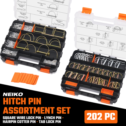 Trailer Hitch Pin & Clip Assortment – O-Ring Locking, Linch & Cotter Pins (202-Piece)