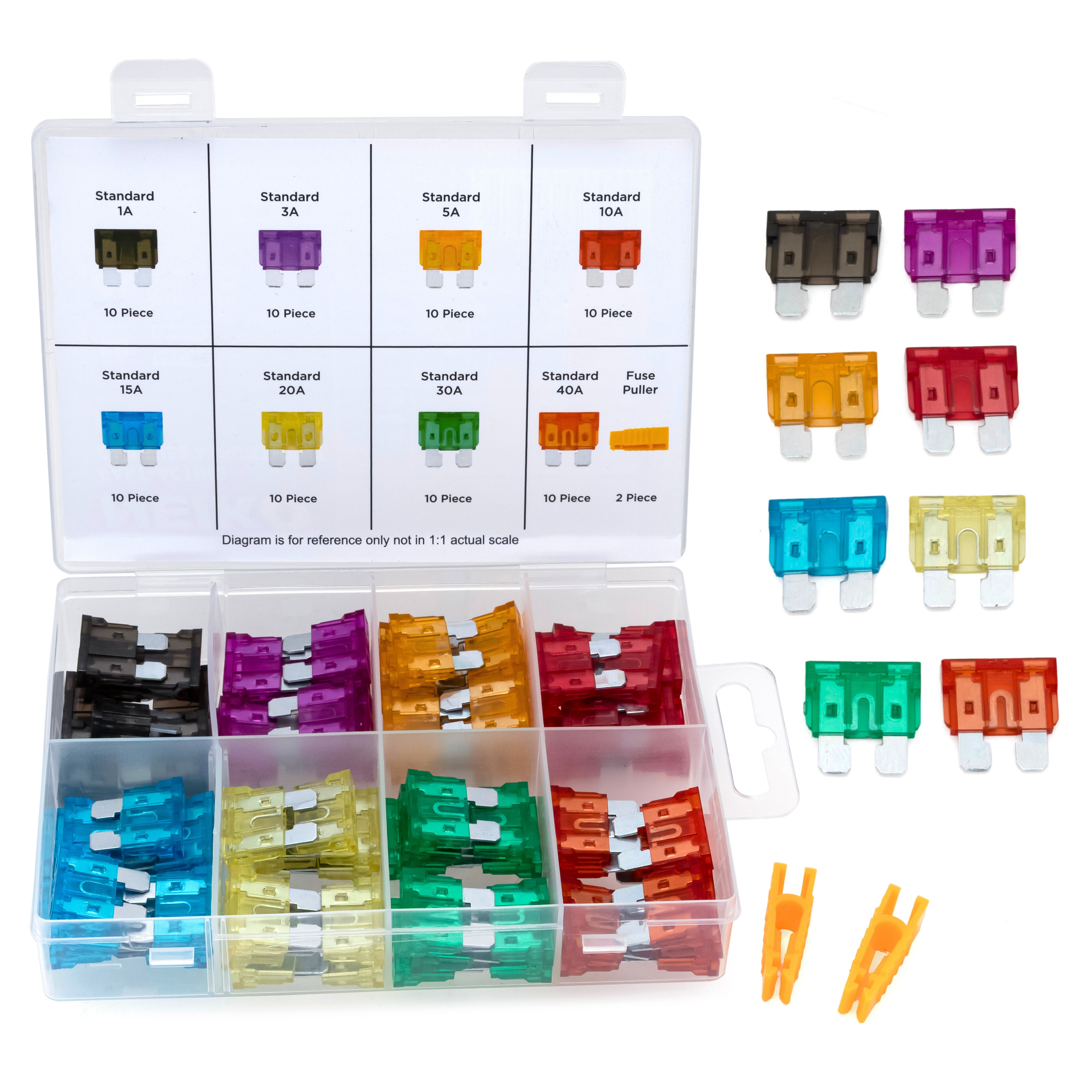 Automotive Fuse Assortment Kit – Standard Size, 1A–40A (80-Piece)