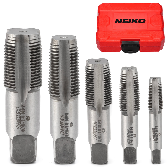 NPT Pipe Tap Set – 1/8”–3/4”, Tapered Threading Taps (5-Piece)
