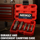 NEIKO 00930A NPT Pipe Tap Set, 5-Piece, Copper, Brass and PVC Pipe Threader 1/8"-27, 1/4"-18, 3/8"-18, 1/2"-14, 3/4"-14 NPT Pipe Threading Tool Taper Taps, Plumbing Rethreading, Thread Tapping