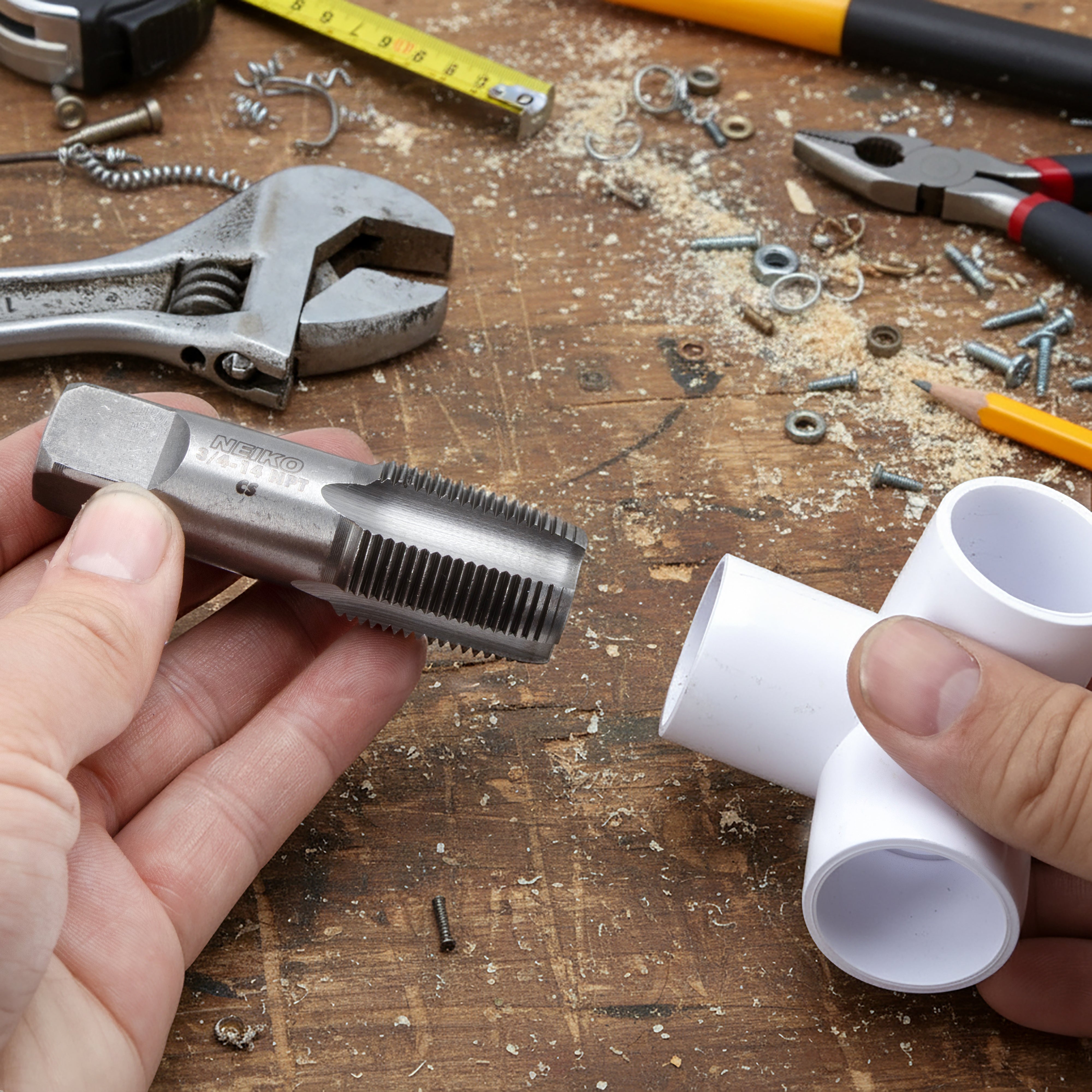 NPT Pipe Tap Set – 1/8”–3/4”, Tapered Threading Taps (5-Piece)