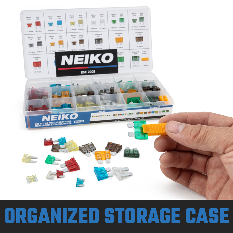 NEIKO 50505A Car Fuse Master Assortment Set, 306pc, Fast Acting, Auto Fuses Kit, Standard, Micro & Mini Sizes, 2A, 5A, 10A, 15A, 20A, 30A, and 35 Amp, Marine Boat, Automotive, RV, Car Fuse Kit