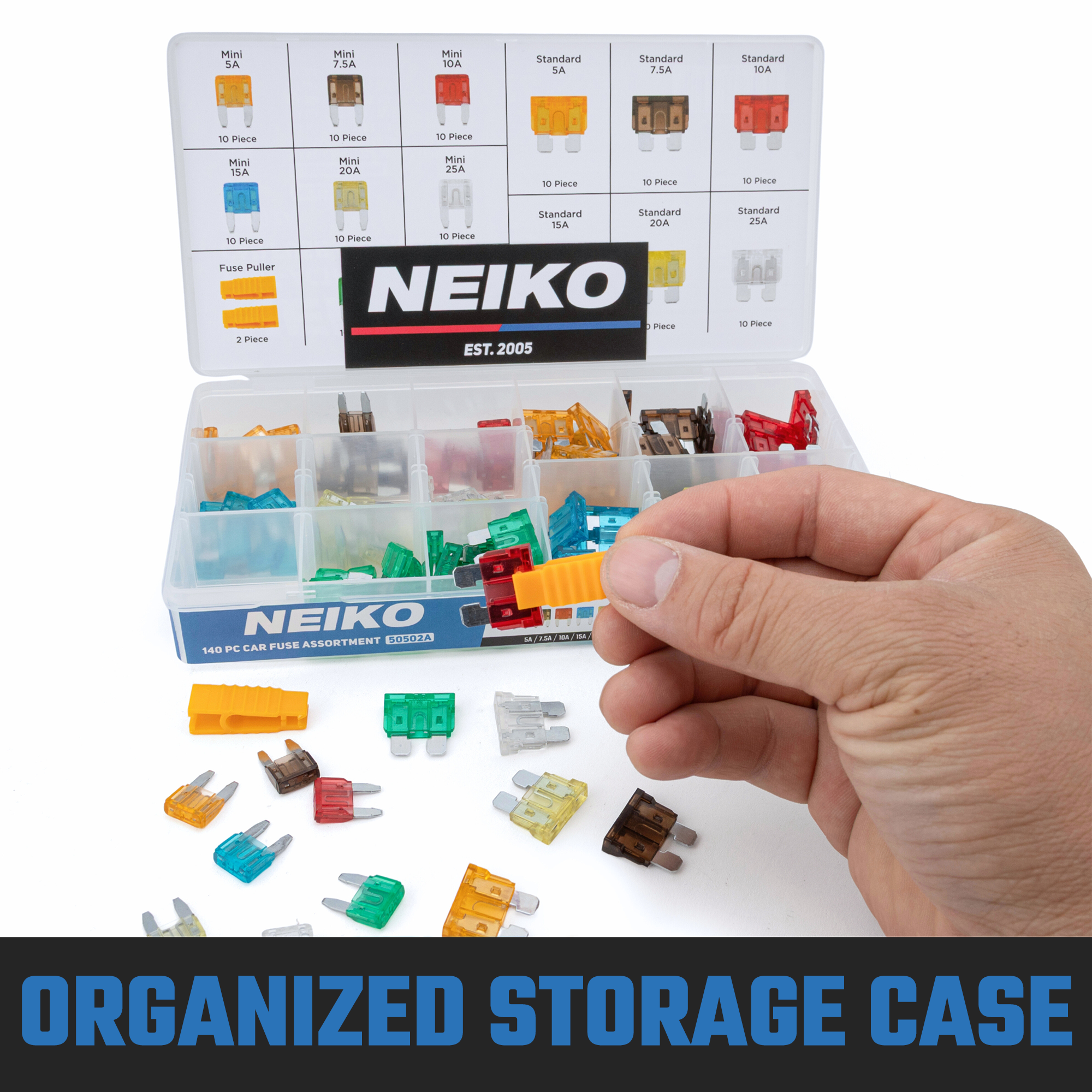 Automotive Fuse Assortment Kit – Standard & Mini, 5A–30A (140-Piece)