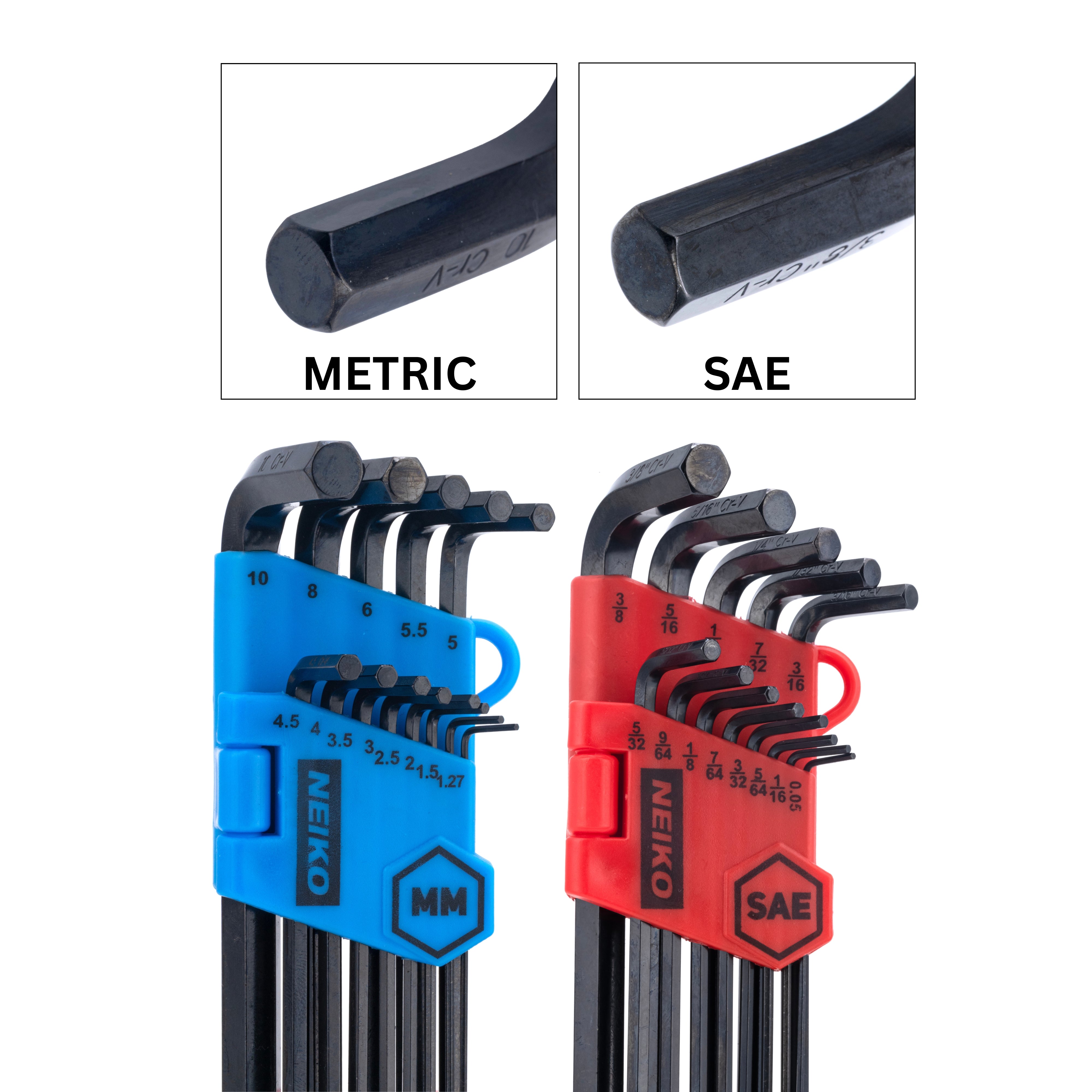 NEIKO 01103A Metric and Standard Allen Wrench Set, 26 Piece Ball End Hex Key Set, SAE & MM Long Allen Keys 1.27mm to 10mm & 0.05” to 3/8 Inch, Hex Wrench, Black Oxide Chrome Vanadium, Storage Case