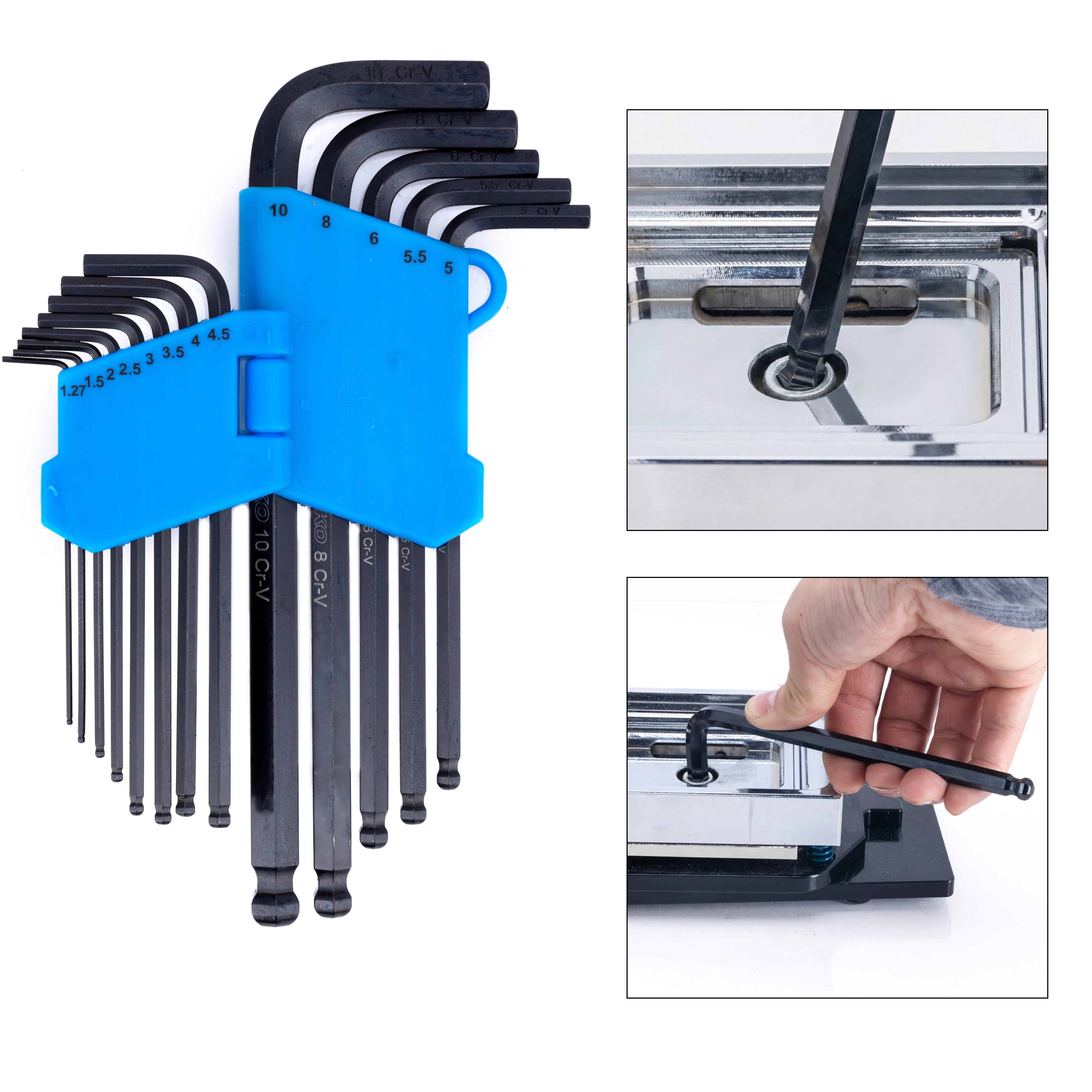 NEIKO 01104A Master Allen Wrench Set, 39 Pc Ball End Hex Key Set, Metric, Standard & Torx, SAE & MM Long Allen Keys 1.27mm to 10mm & 0.05” to 3/8 Inch and T5 to T50, Black Oxide Chrome Vanadium