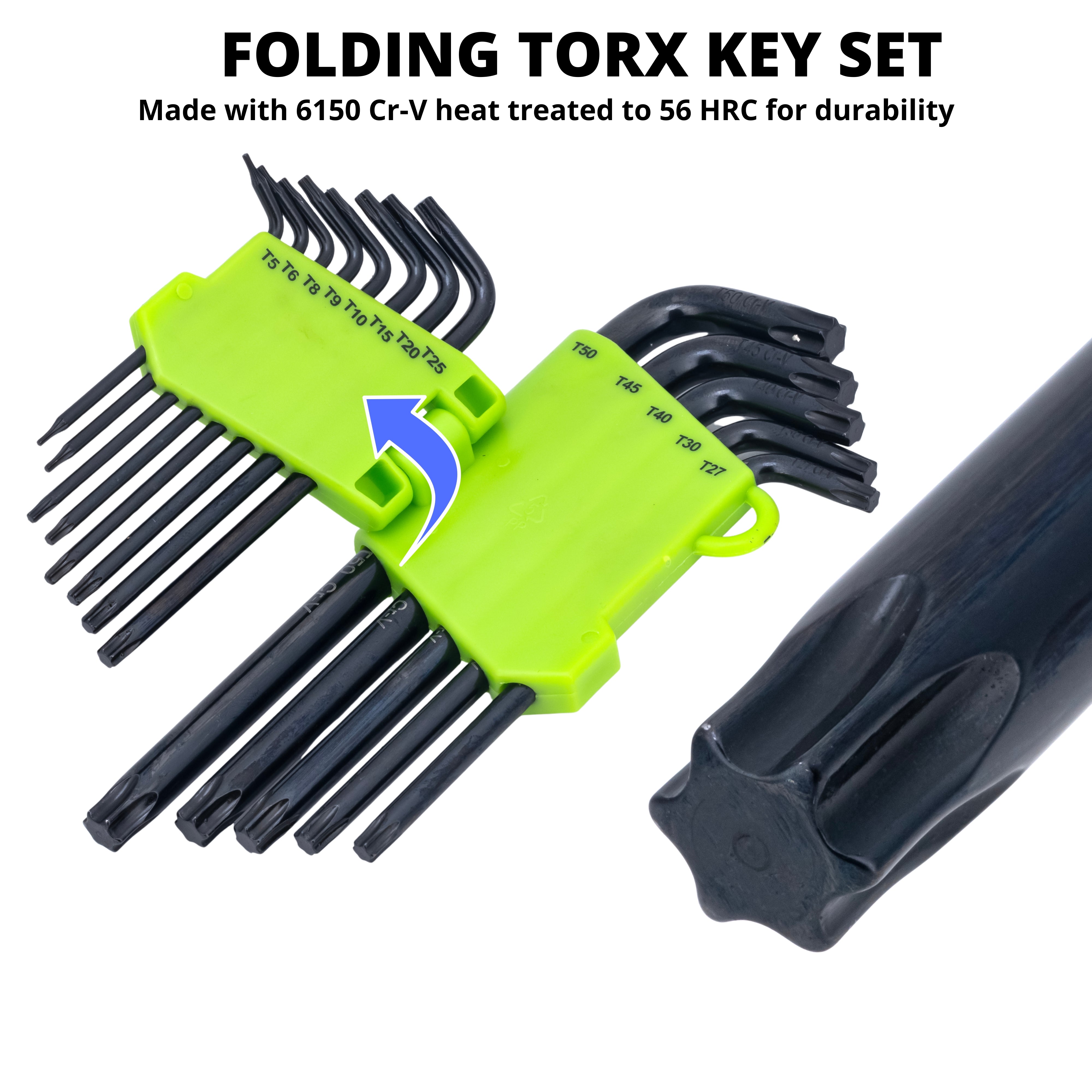NEIKO 01102A Torx Allen Wrench Set, 13 Piece Key Set, Long Torx Keys T5 to T50, 6 Point Star Wrench Set for Bike Bicycle Repair, Black Oxide Chrome Vanadium, Hanging Storage Case