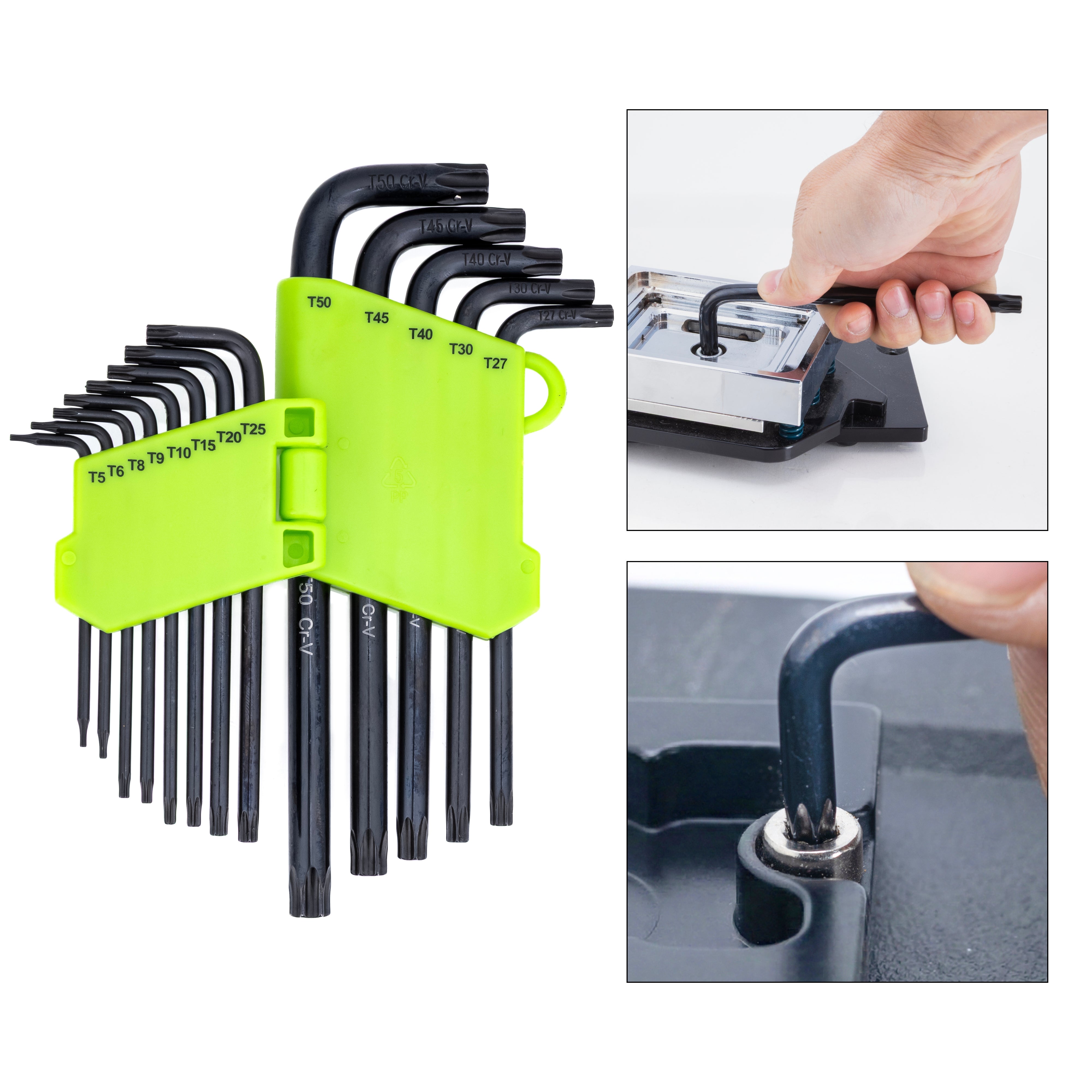 NEIKO 01102A Torx Allen Wrench Set, 13 Piece Key Set, Long Torx Keys T5 to T50, 6 Point Star Wrench Set for Bike Bicycle Repair, Black Oxide Chrome Vanadium, Hanging Storage Case
